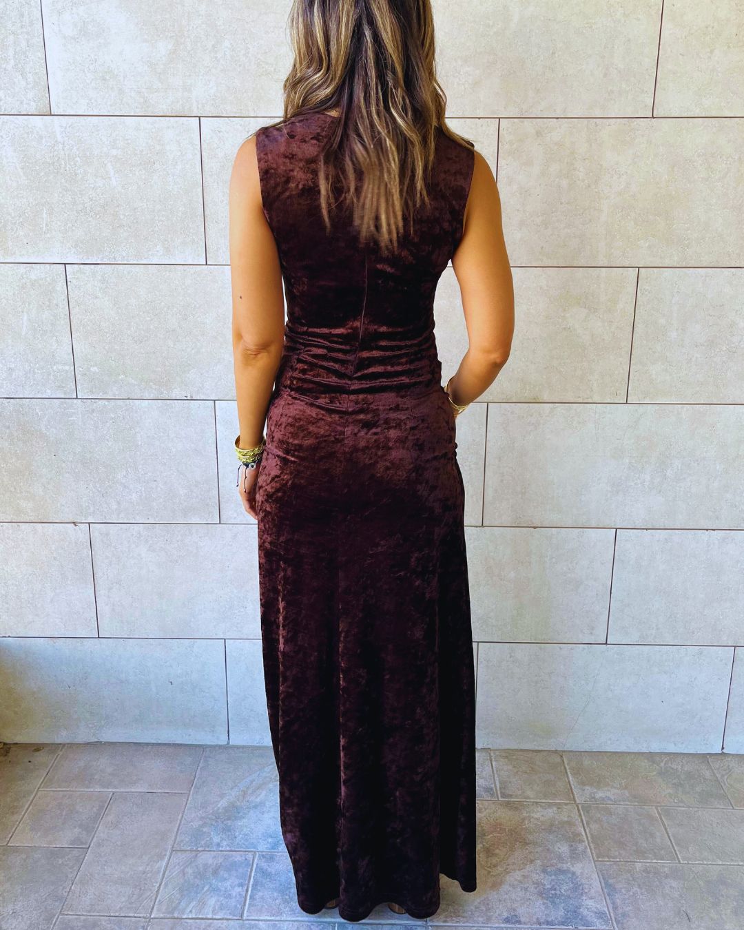 Brown Soft Velvet Dress