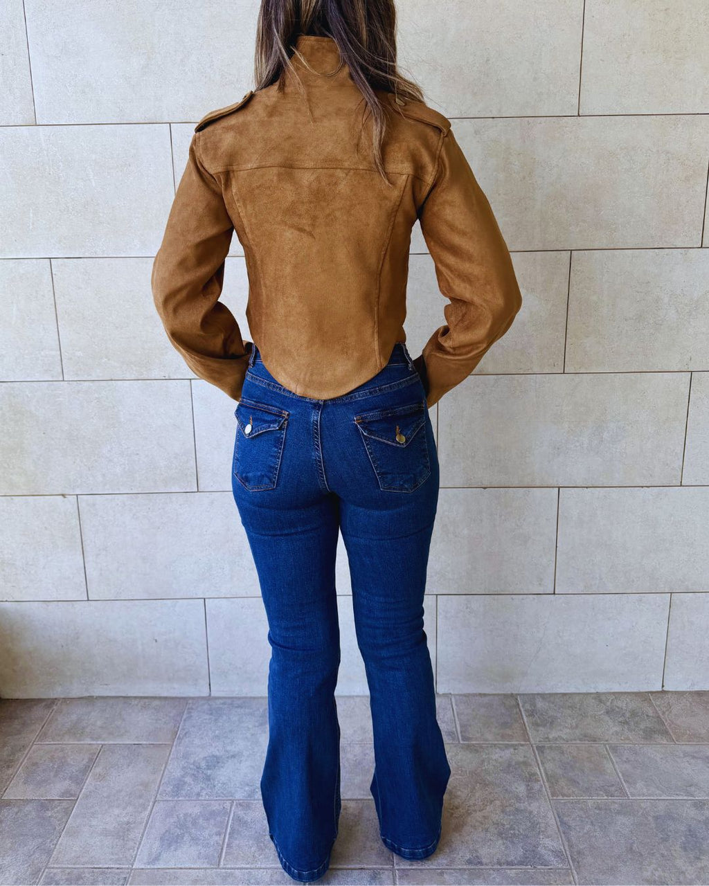 Camel Suede Cropped Jacket