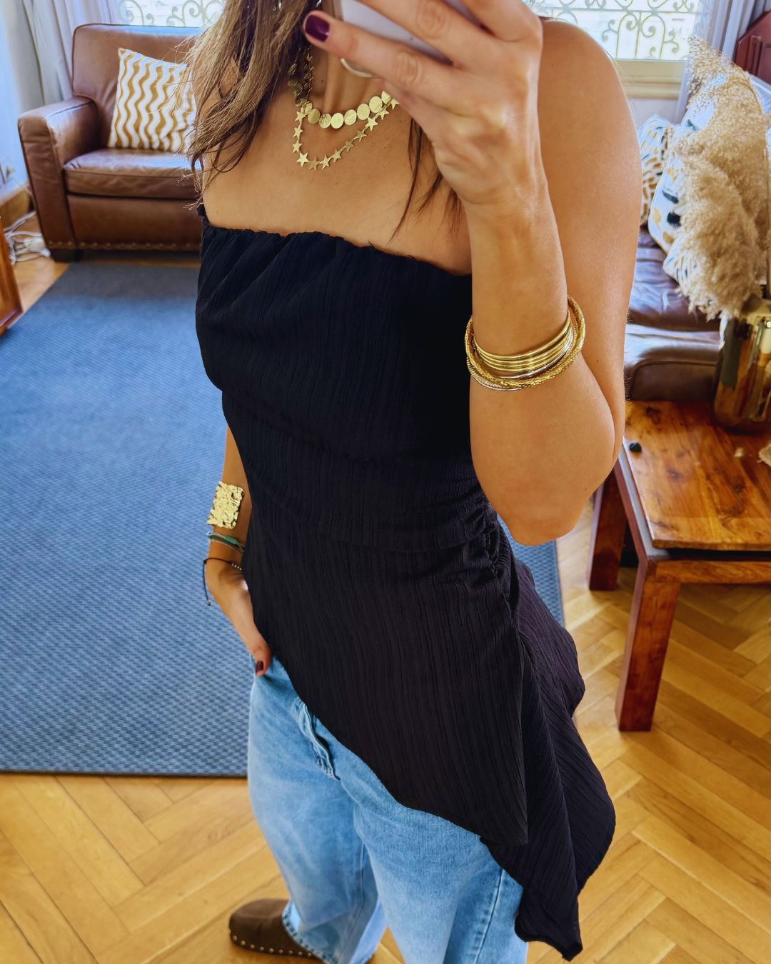 Asymmetrical Crinkle Top