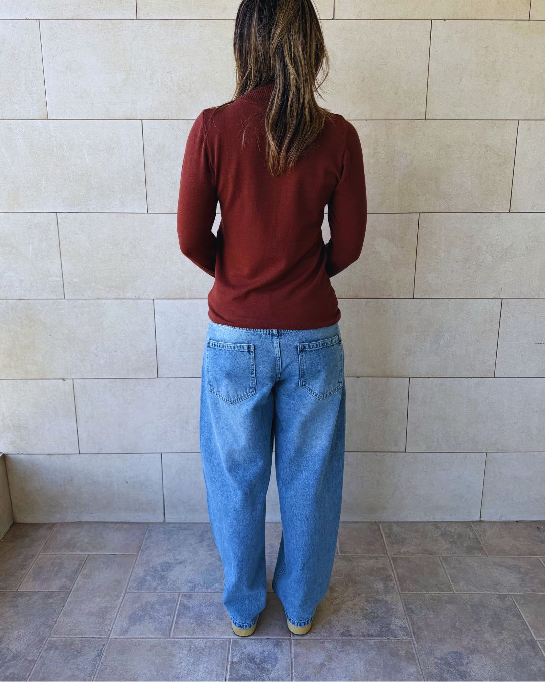 Brown Basic High Neck