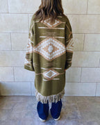 Aztec Olive Ruffle Cardigan