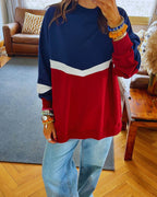Navy Light Weight Colorblock Long Sleeve