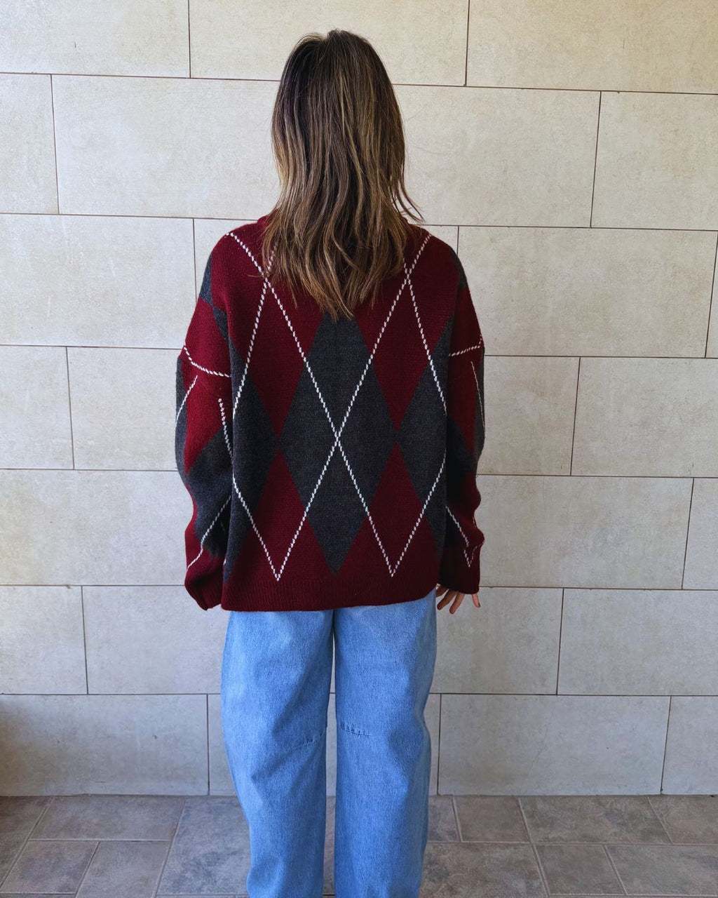 Burgundy Rebel Argyle Knit