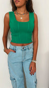 Green Crop Corset Top