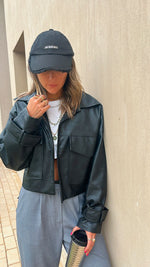 Black Leather Double Pocket Jacket