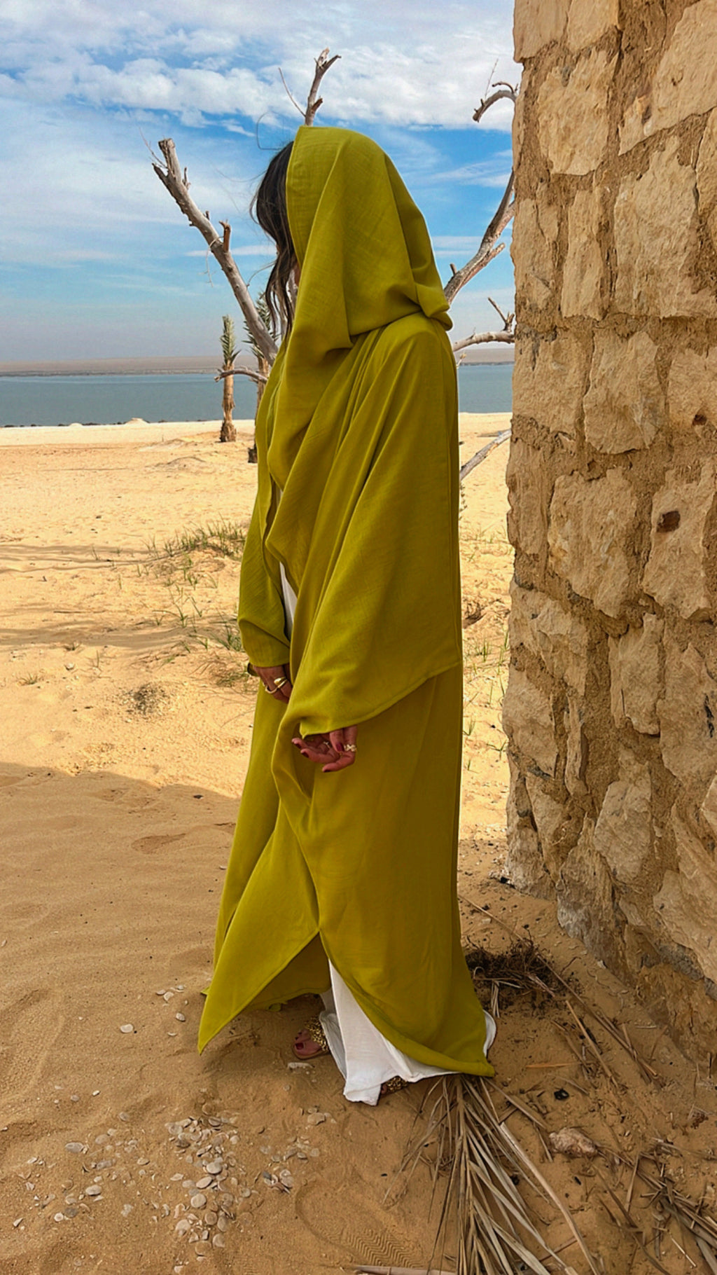 Lime Layered Hooded Kimono