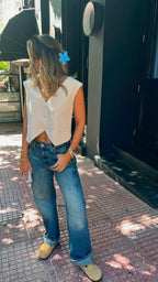 Beige Backless X Vest