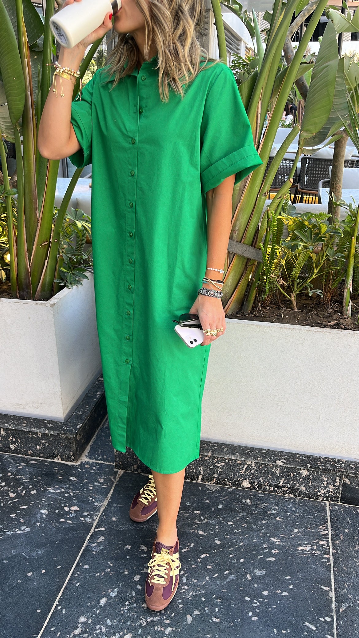 Green T-shirt Shirt Dress