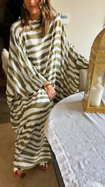 Olive Paint Striped Kaftan