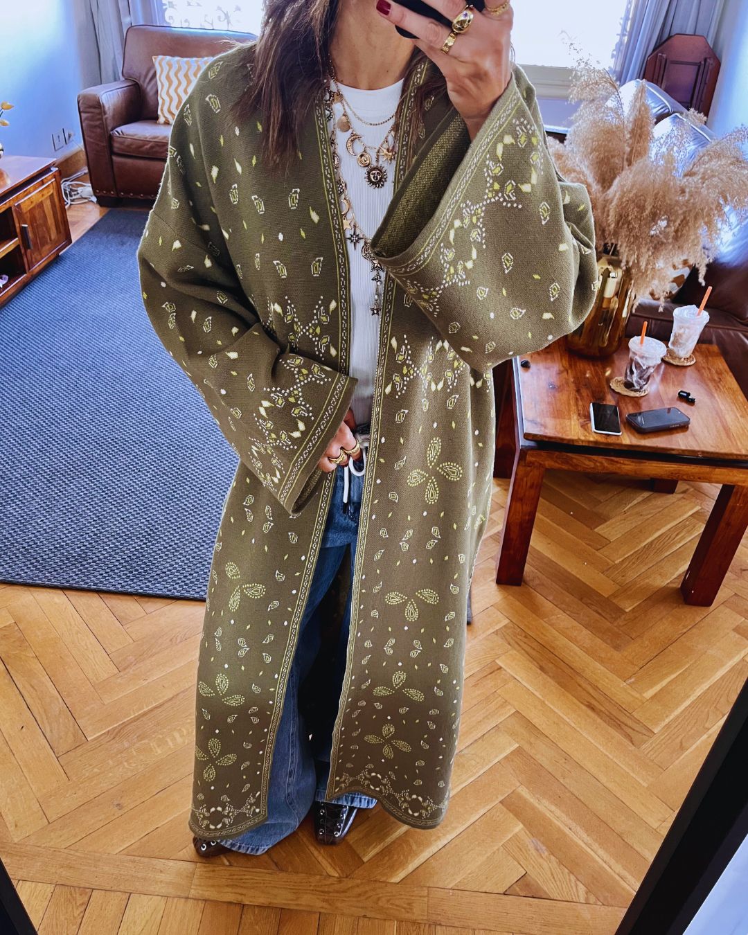 Olive Cult-Favorite Knit Bandana Cardigan