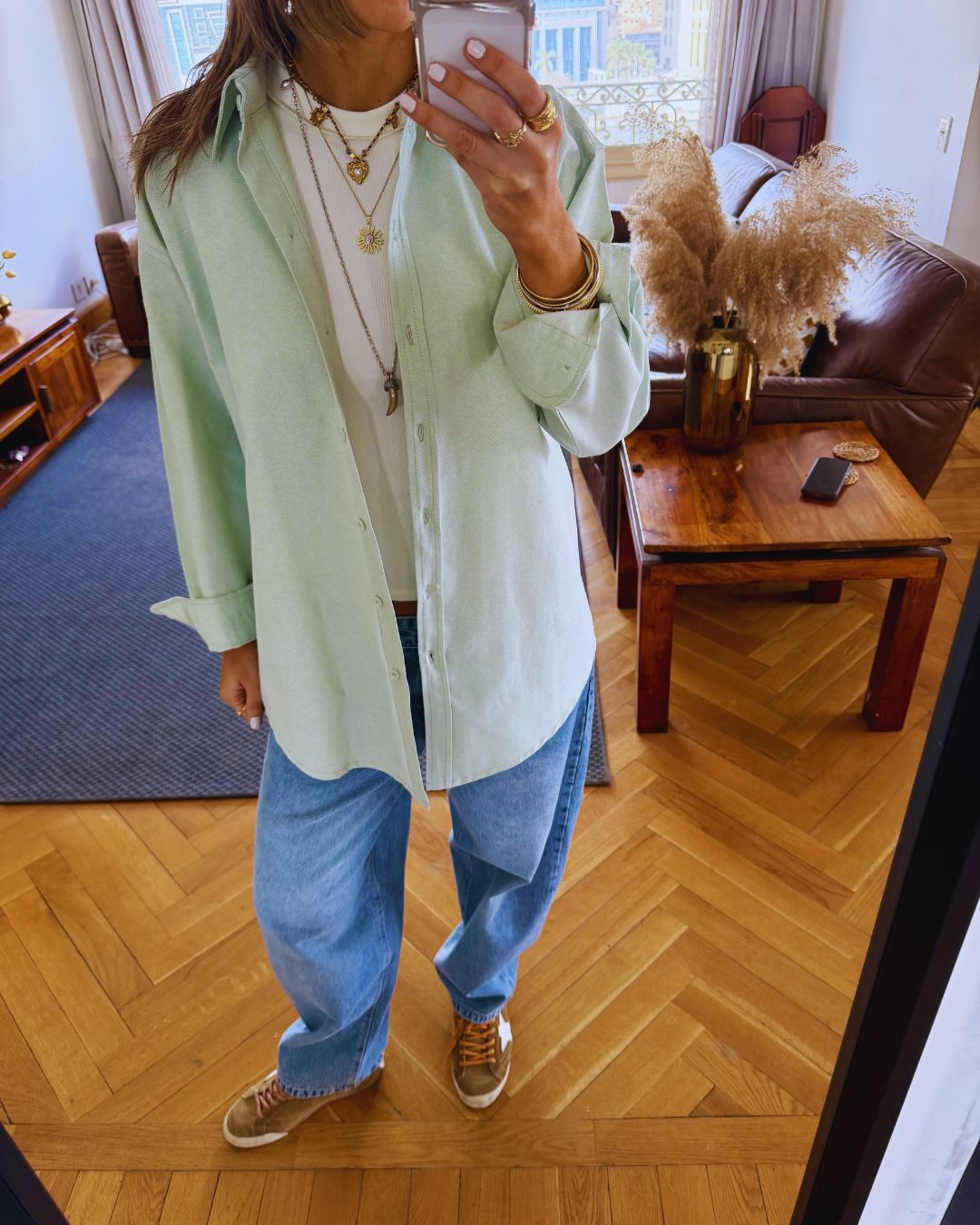 Mint Boyfriend Oxford Shirt
