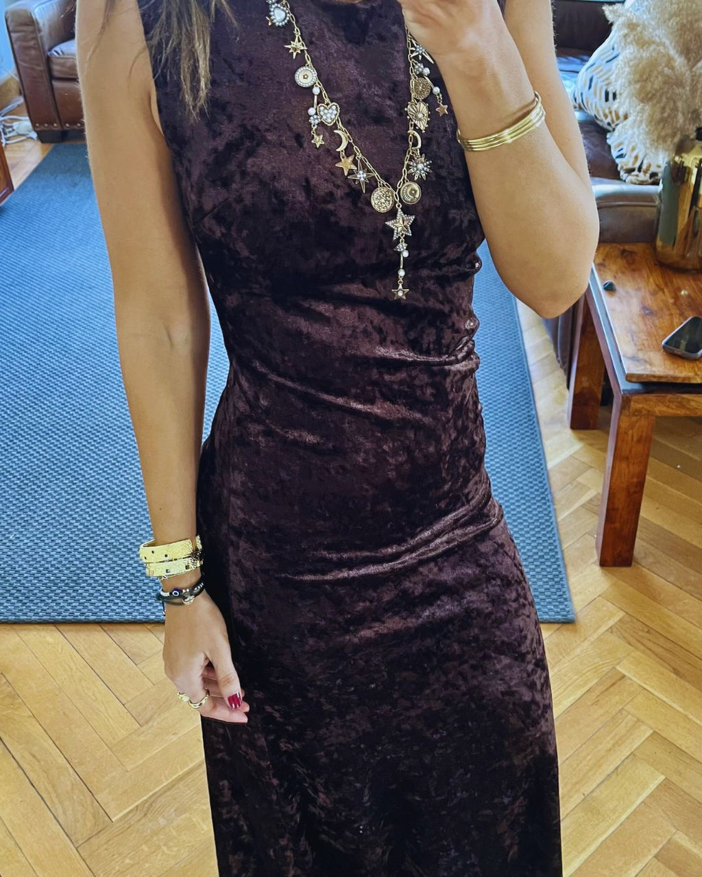 Brown Soft Velvet Dress