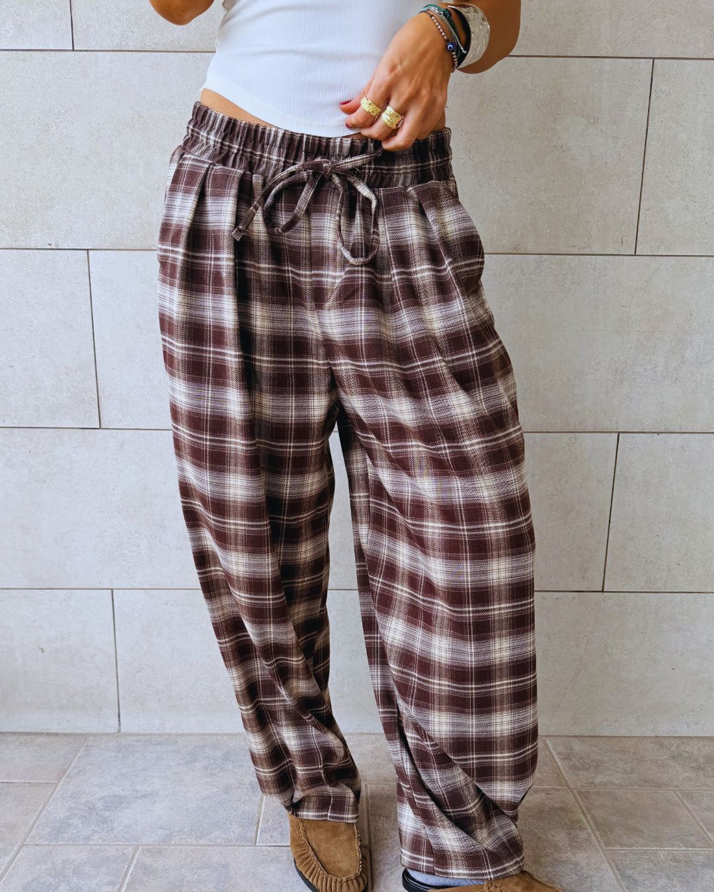 Brown Plaid Core Pants