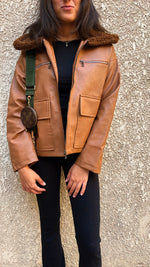 Brown Teddy Leather Zip Up Jacket