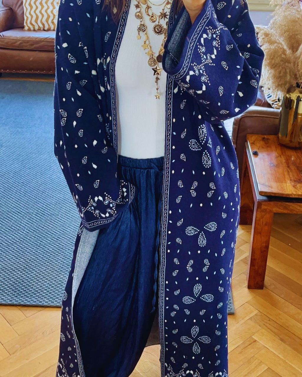 Navy Cult-Favorite Knit Bandana Cardigan