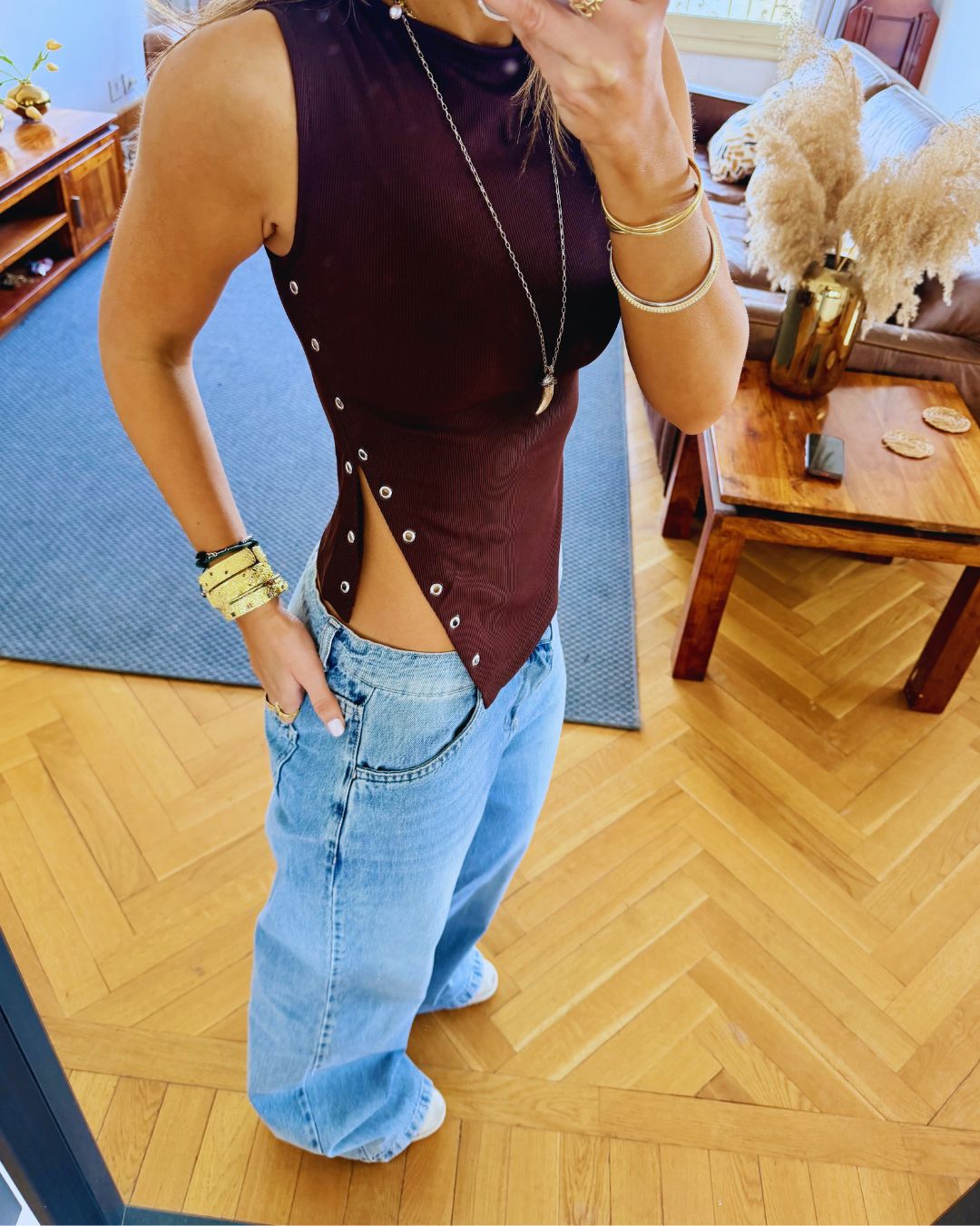 Brown 140 Soft Snap Top