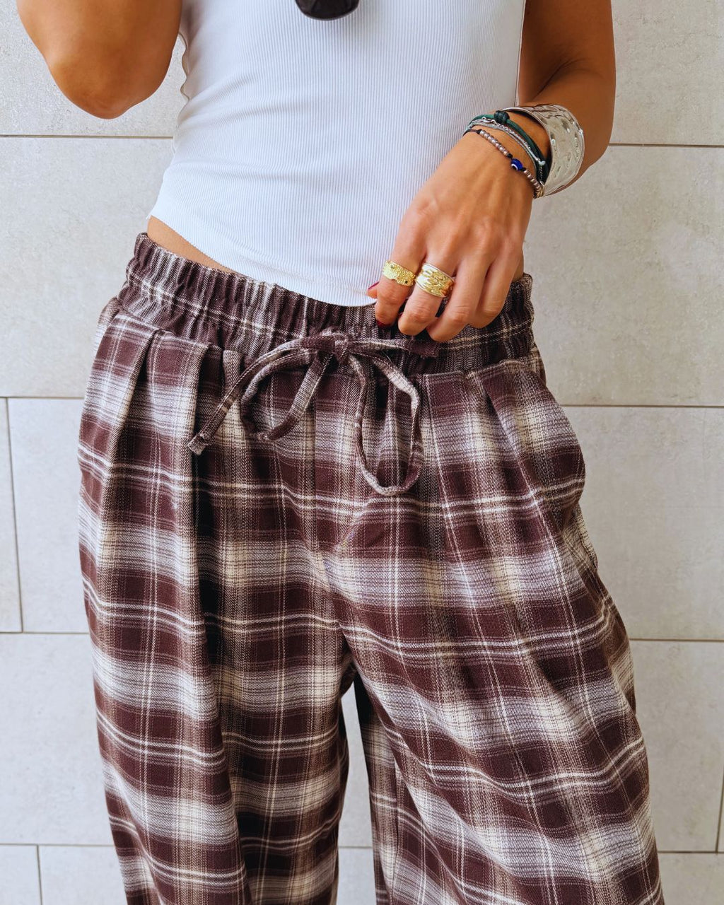 Brown Plaid Core Pants