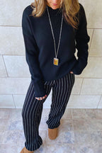 Black Softline Striped Knit Pants