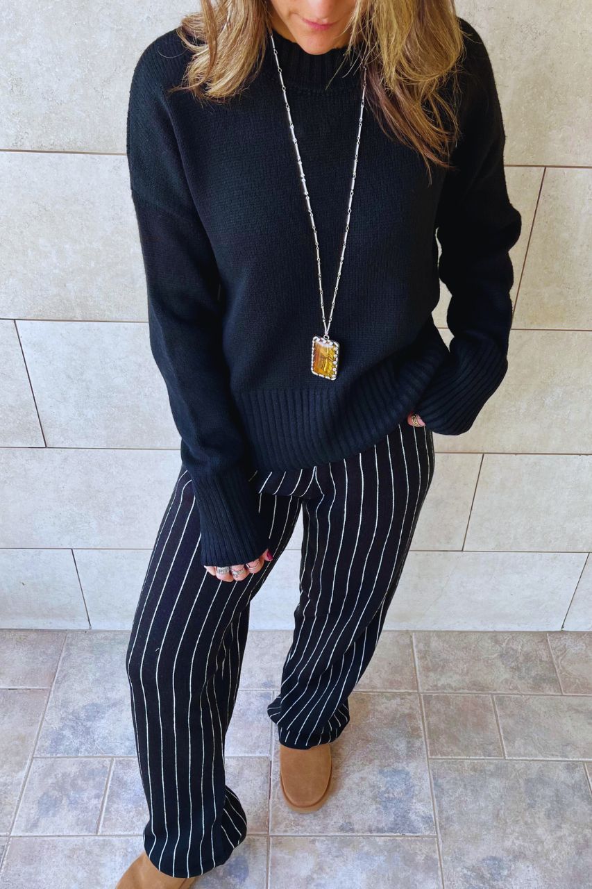 Black Softline Striped Knit Pants