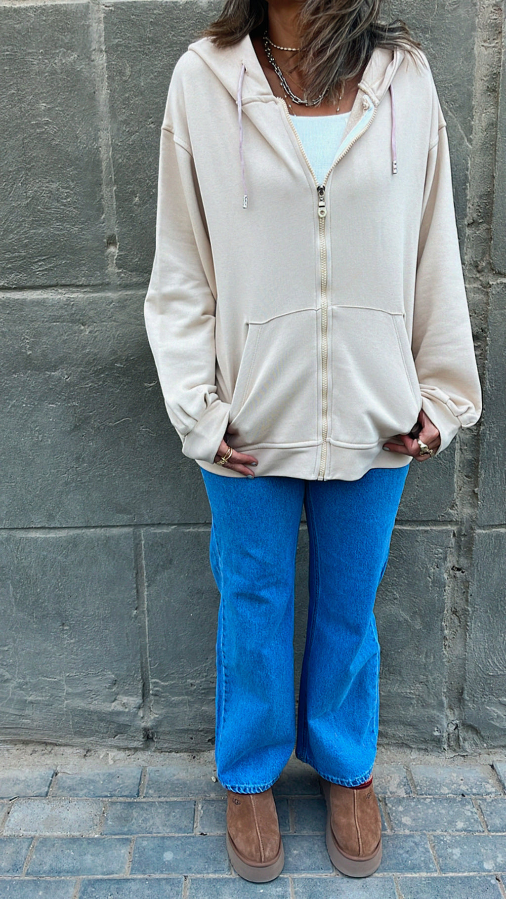 The Beige Zip Up Hoodie