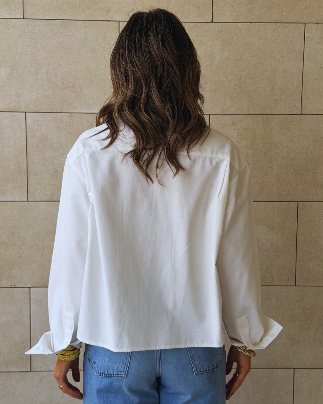 White Boyfriend Oxford Short Shirt