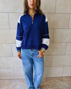 Navy Light Weight Retro Zip Up