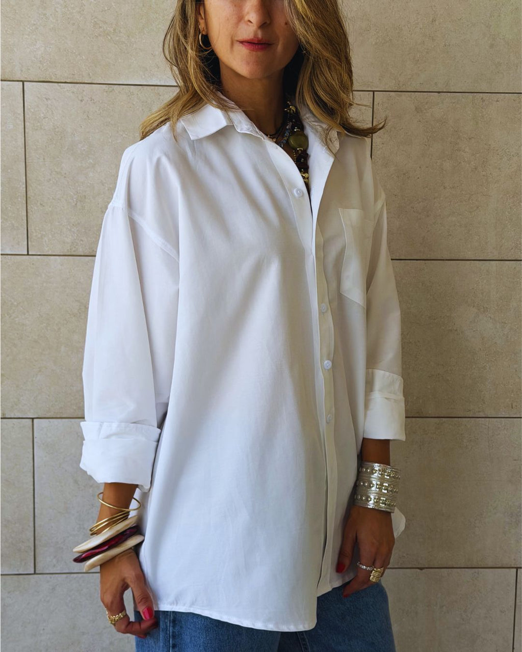 White Oversized Poplin Shirt