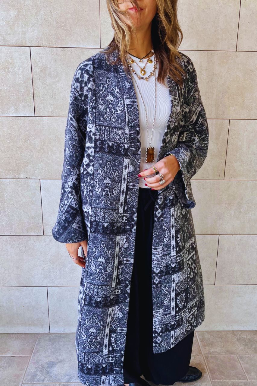 Charcoal Moonlit Printed Cardigan