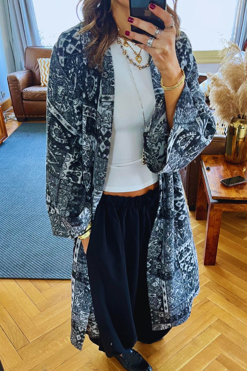 Charcoal Moonlit Printed Cardigan