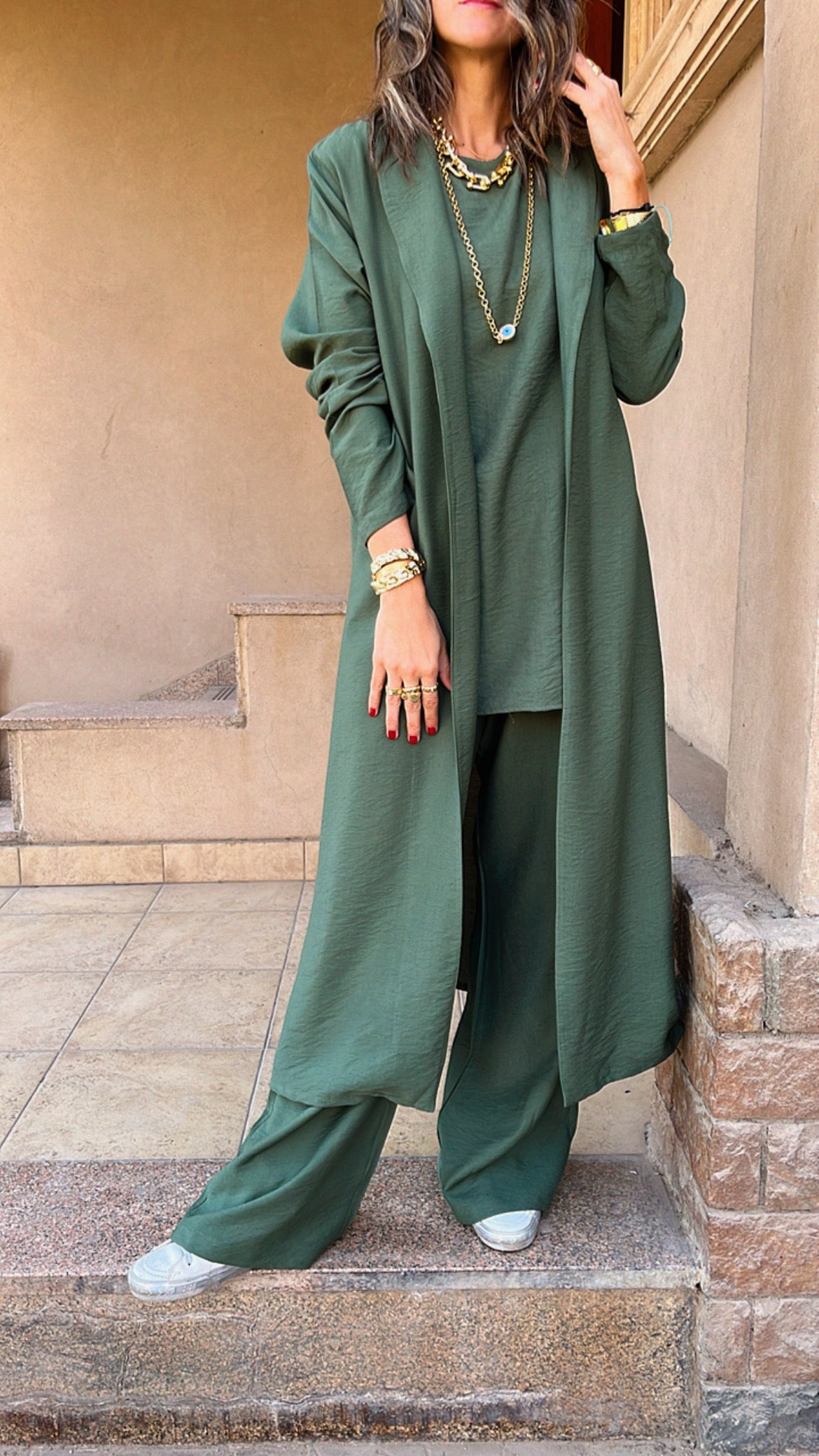Olive 3 Piece Kimono Set