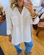 White Oversized Poplin Shirt