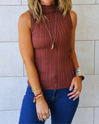 Brown Muse Mock Neck Top