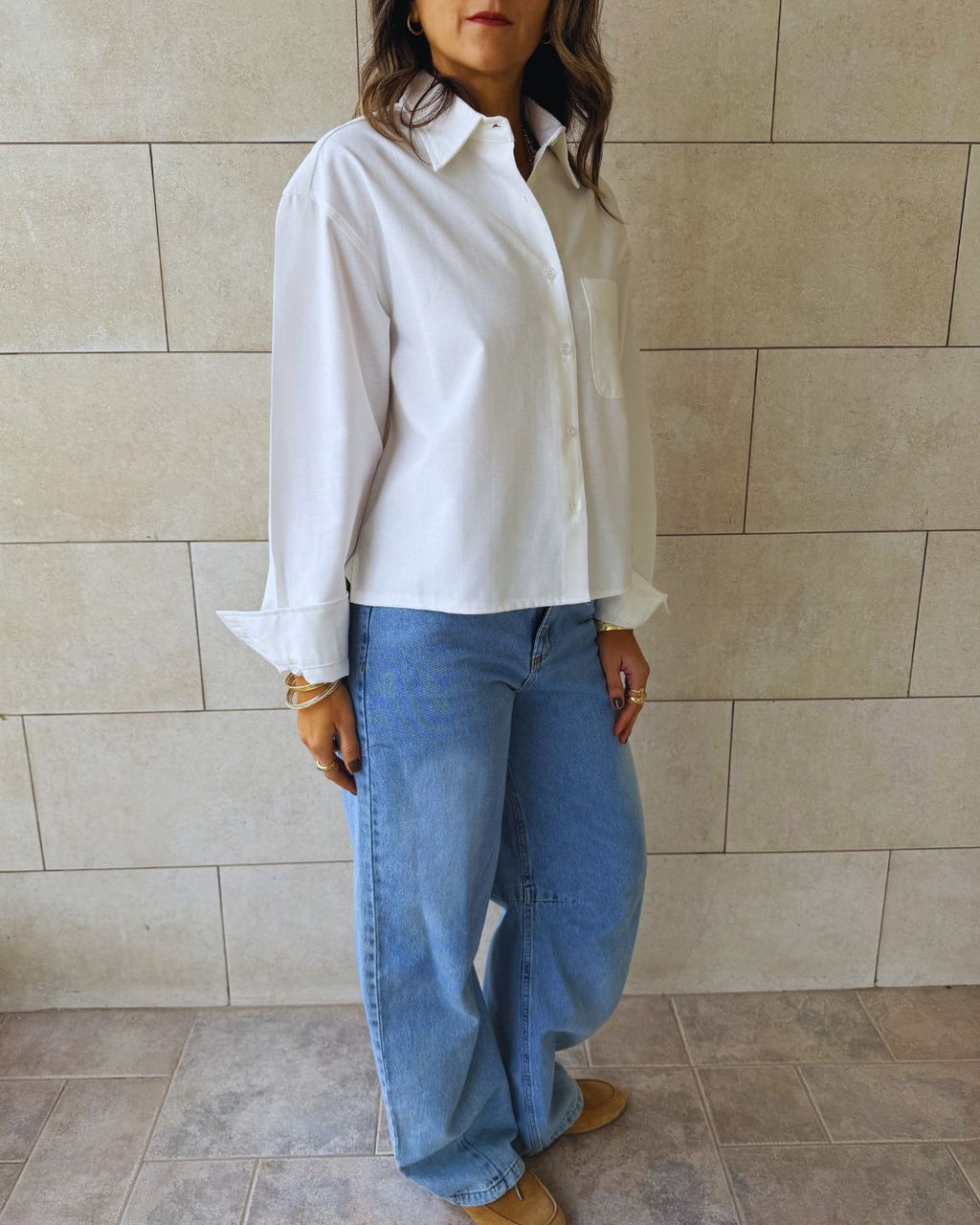 White Boyfriend Oxford Short Shirt