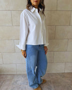 White Boyfriend Oxford Short Shirt