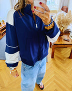 Navy Light Weight Retro Zip Up