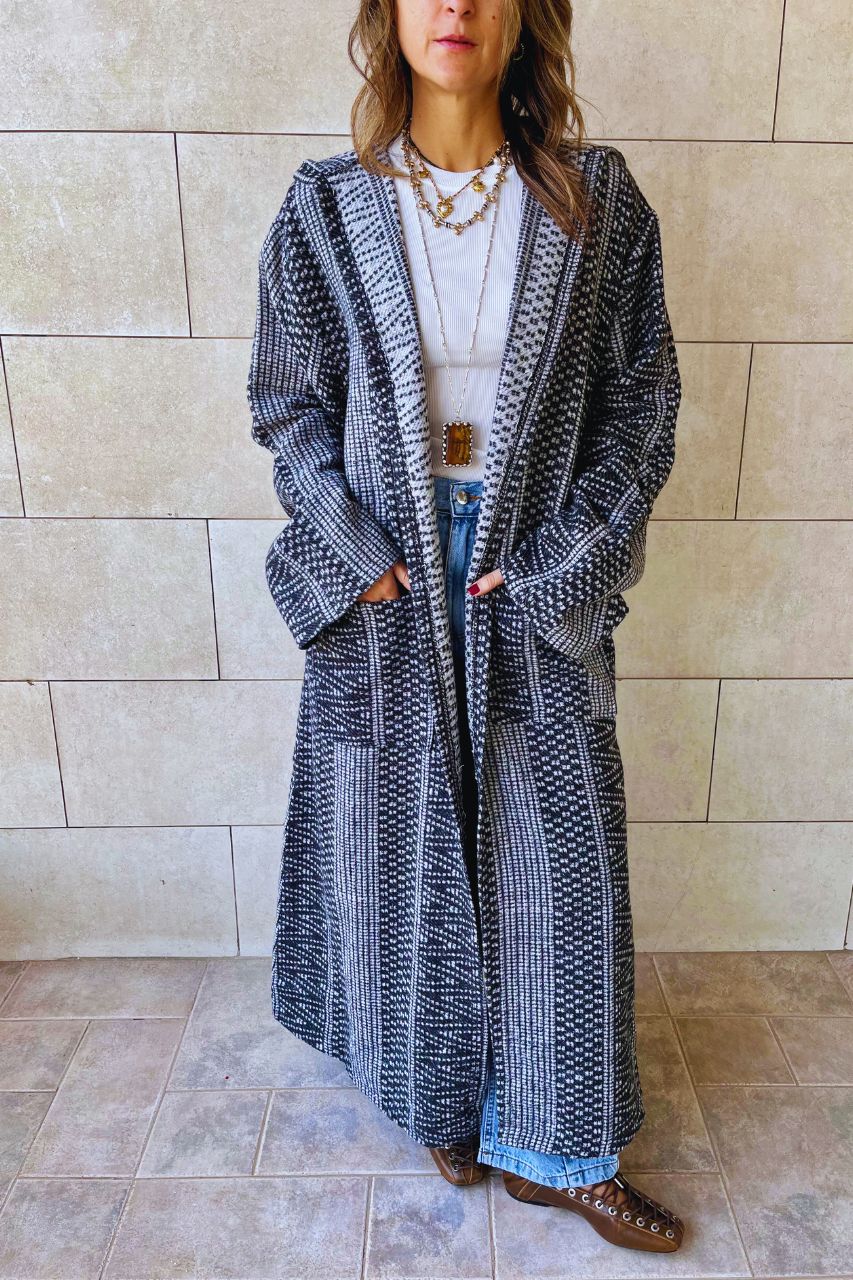 Black Nomadic Printed Hooded Cardigan