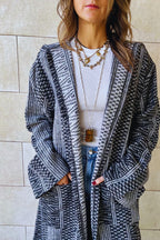 Black Nomadic Printed Hooded Cardigan
