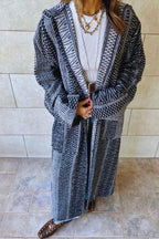 Black Nomadic Printed Hooded Cardigan