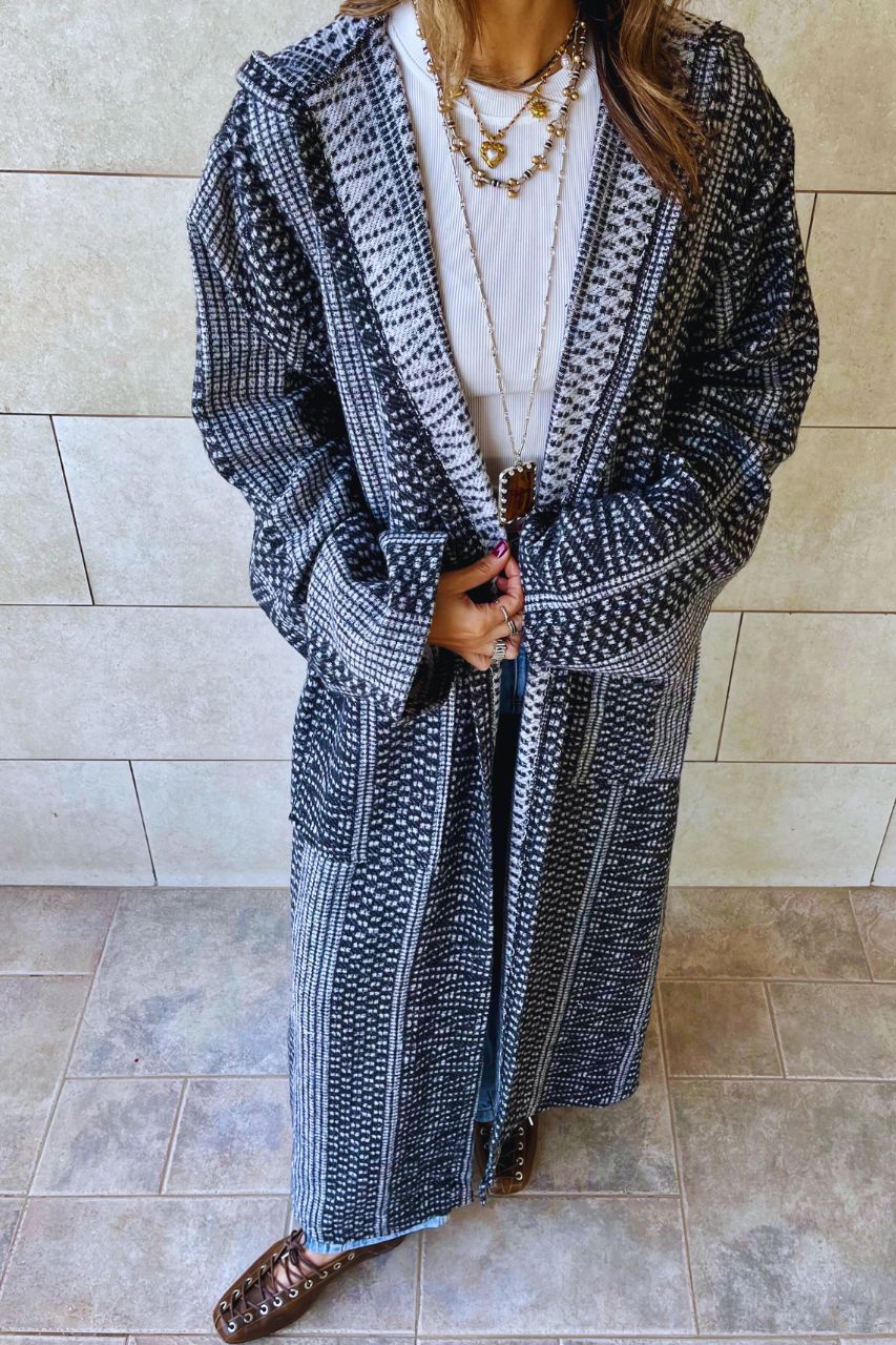 Black Nomadic Printed Hooded Cardigan
