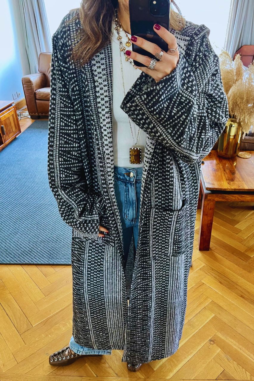 Black Nomadic Printed Hooded Cardigan