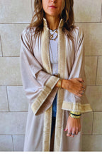 Beige Layali Velvet Kaftan