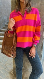 Fuchsia & Orange Preppy Top