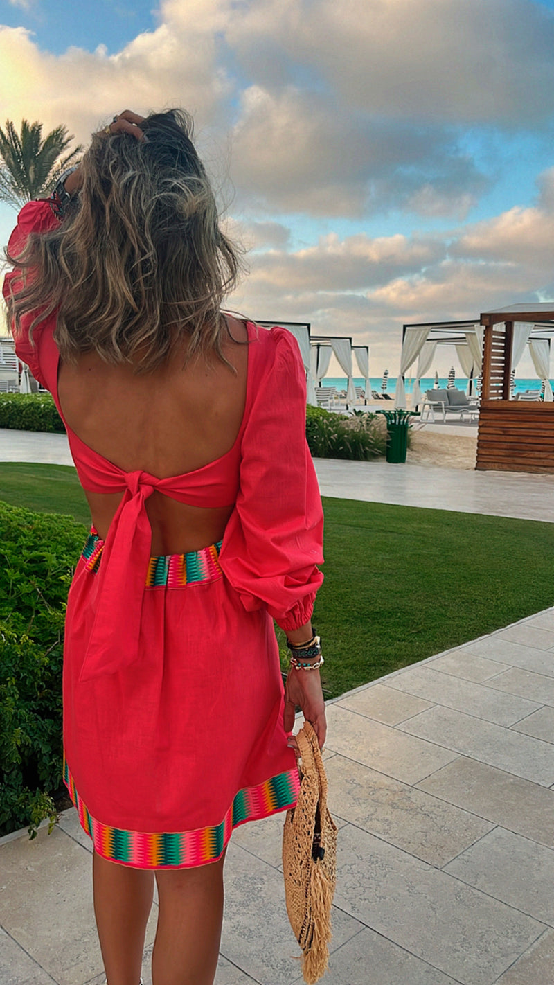 Watermelon Gum Drop Cut Out Mini Dress