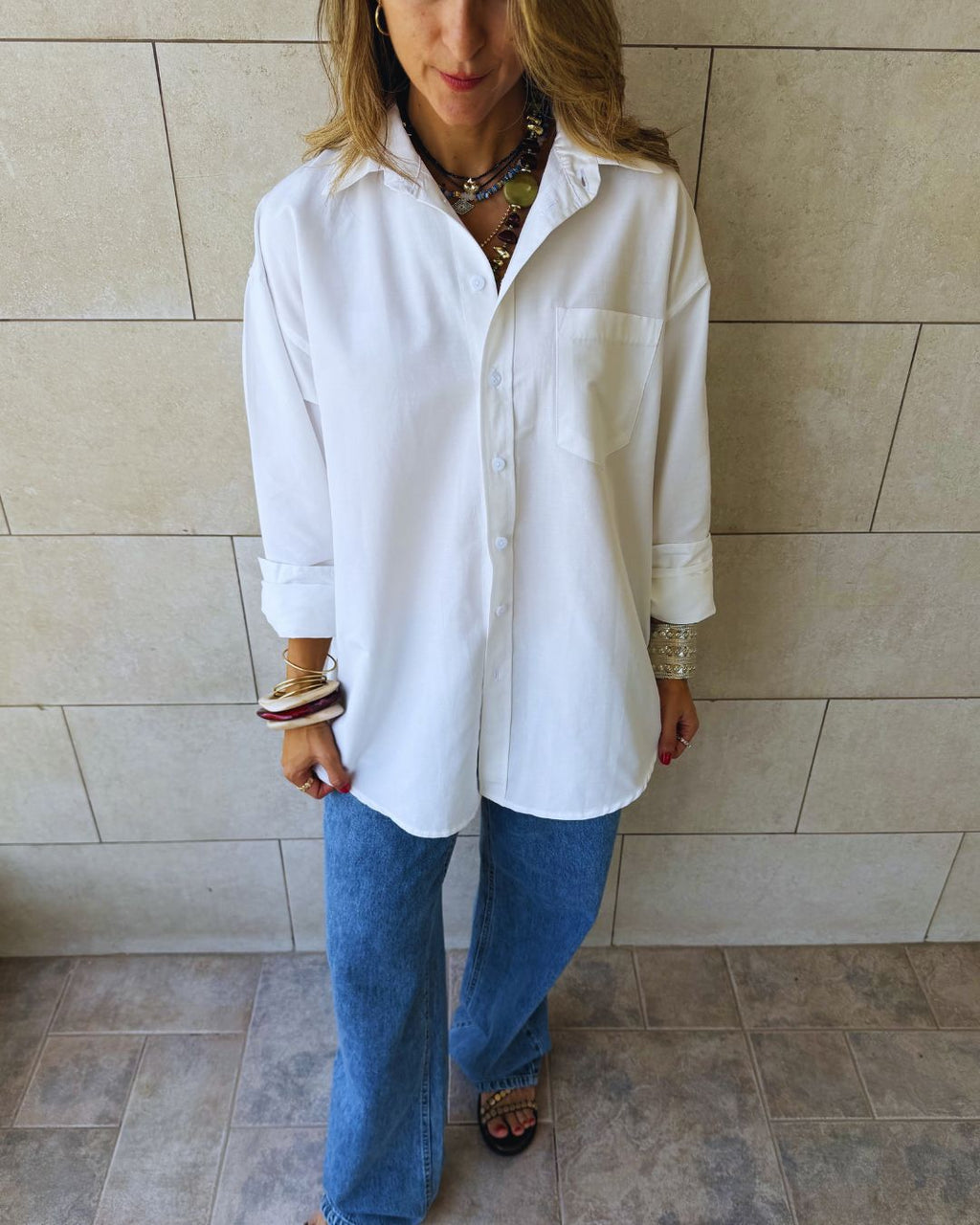 White Oversized Poplin Shirt