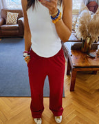 Burgundy Straight Leg Light Weight Sweatpants