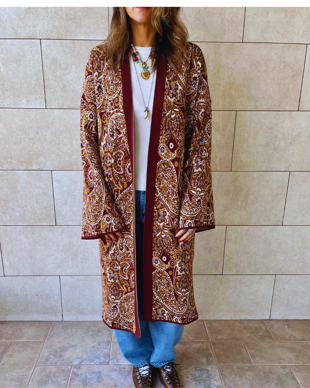 Brown Royal Paisley Cardigan