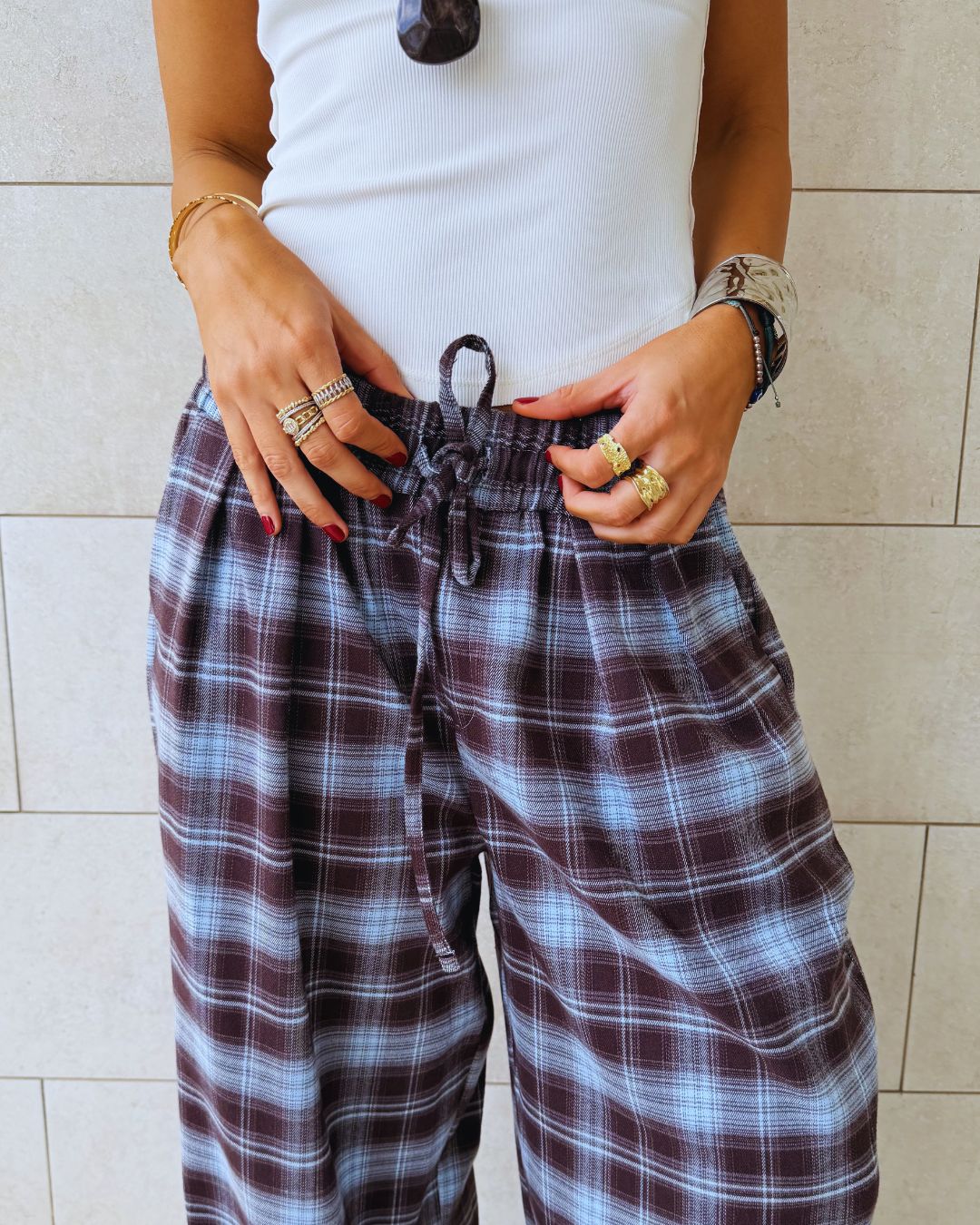 Baby Blue Plaid Core Pants