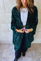 Emerald Sequin Velvet Kimono