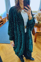 Emerald Sequin Velvet Kimono