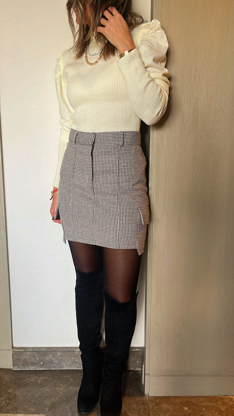 Cafe Checkered Mini Skirt